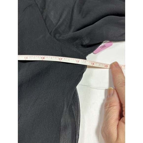 Joie Balloon Sleeve Mini Dress Caviar Black Size Small Sheer Tag Attached Layers - Picture 6 of 13